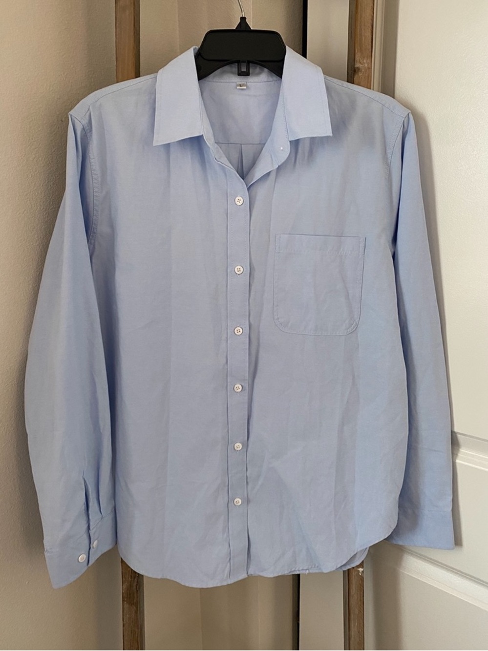Women’s Light Blue Cotton Oxford Button Down Shirt L